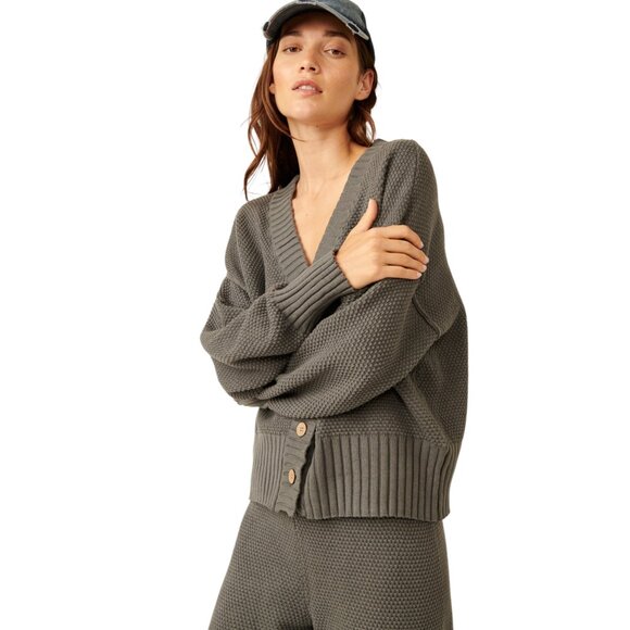 Free People Hailee Cardi  Set - Light Gray aka Peppery 🎉 NWOT - Picture 6 of 13